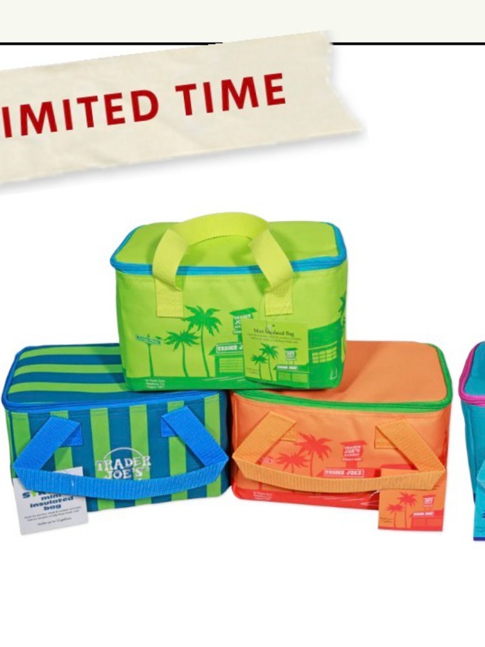 Trader Joe's Lime Green Mini Cooler Bag